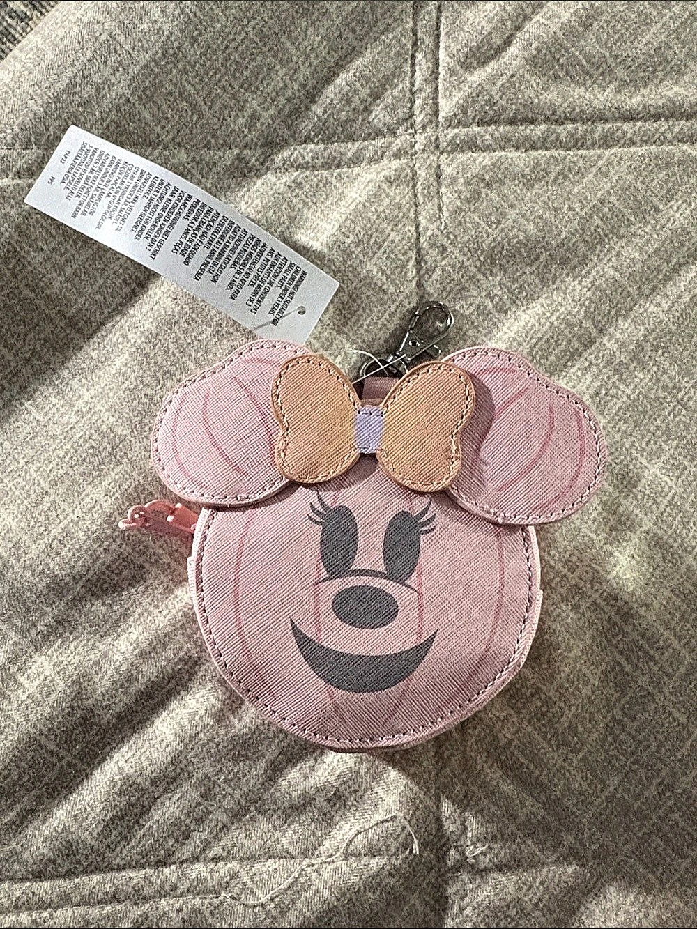 Disney Minnie Mouse pink Pumpkin Coin Purse Bag Charm Pink